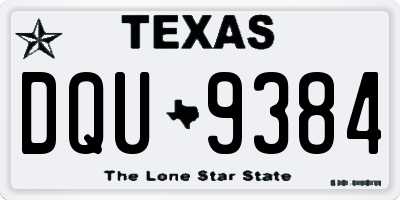 TX license plate DQU9384