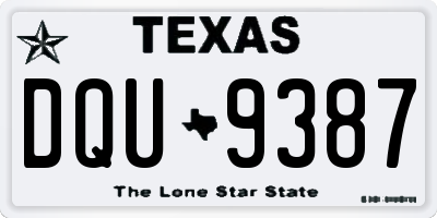 TX license plate DQU9387