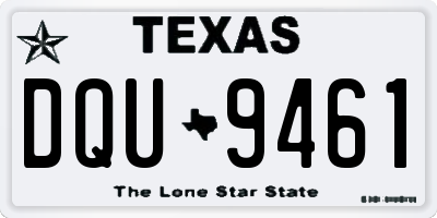 TX license plate DQU9461