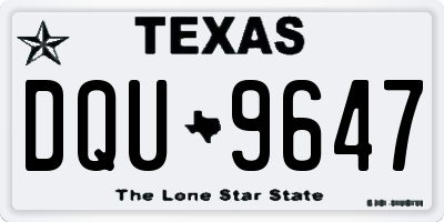 TX license plate DQU9647