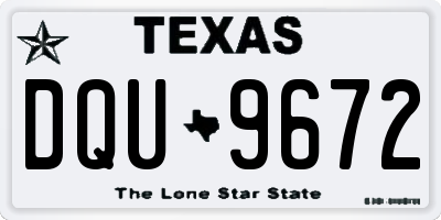 TX license plate DQU9672