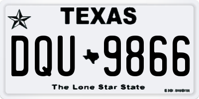 TX license plate DQU9866
