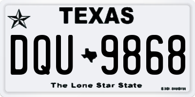 TX license plate DQU9868