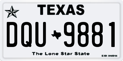 TX license plate DQU9881