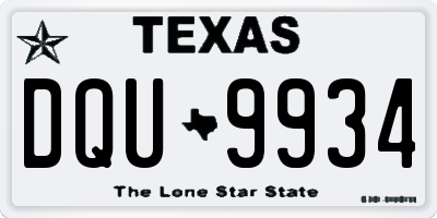 TX license plate DQU9934
