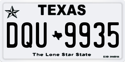 TX license plate DQU9935