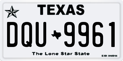 TX license plate DQU9961