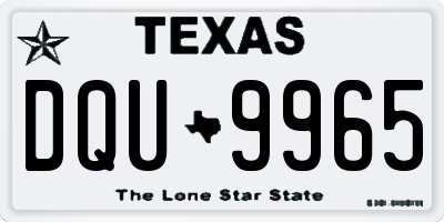 TX license plate DQU9965