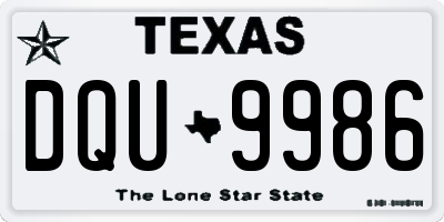 TX license plate DQU9986