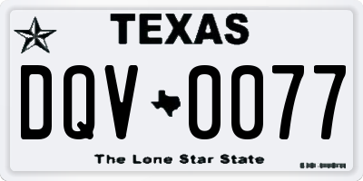 TX license plate DQV0077