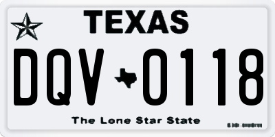 TX license plate DQV0118