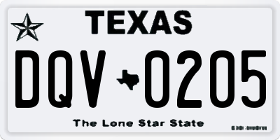 TX license plate DQV0205