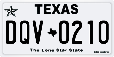 TX license plate DQV0210