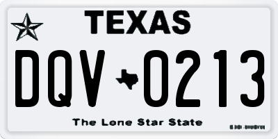 TX license plate DQV0213