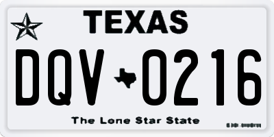 TX license plate DQV0216