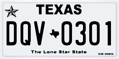 TX license plate DQV0301