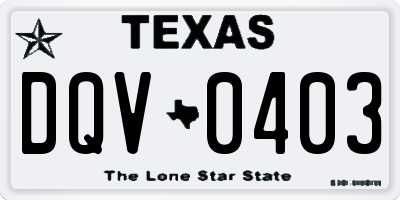 TX license plate DQV0403