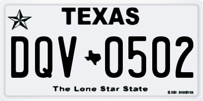 TX license plate DQV0502