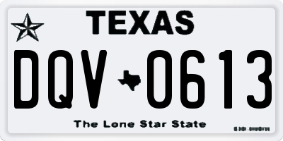 TX license plate DQV0613