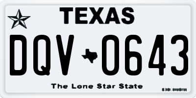 TX license plate DQV0643
