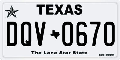 TX license plate DQV0670
