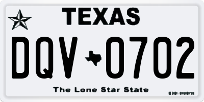 TX license plate DQV0702
