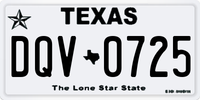 TX license plate DQV0725