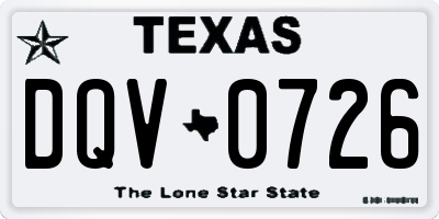TX license plate DQV0726