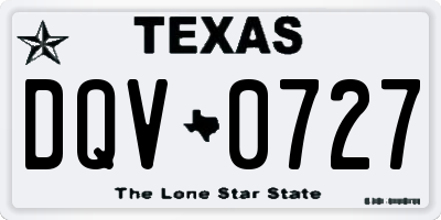 TX license plate DQV0727