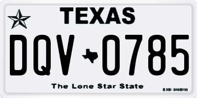 TX license plate DQV0785