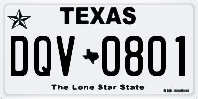 TX license plate DQV0801