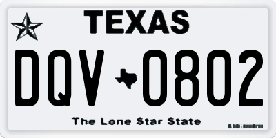 TX license plate DQV0802
