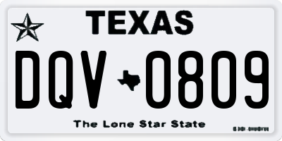 TX license plate DQV0809