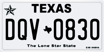 TX license plate DQV0830