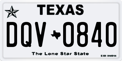 TX license plate DQV0840