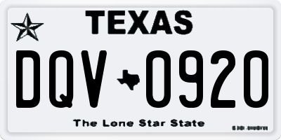 TX license plate DQV0920