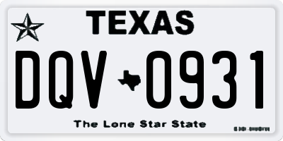 TX license plate DQV0931