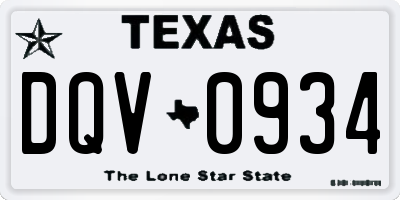 TX license plate DQV0934