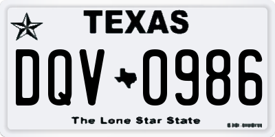 TX license plate DQV0986