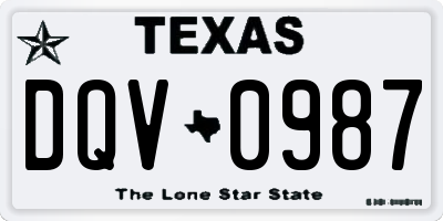 TX license plate DQV0987