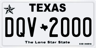 TX license plate DQV2000