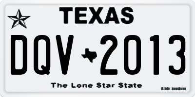 TX license plate DQV2013