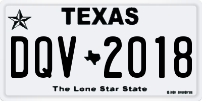 TX license plate DQV2018