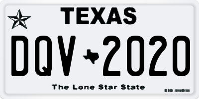 TX license plate DQV2020
