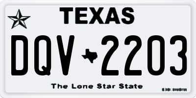TX license plate DQV2203