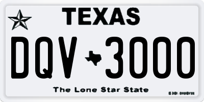TX license plate DQV3000