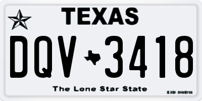 TX license plate DQV3418