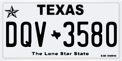 TX license plate DQV3580