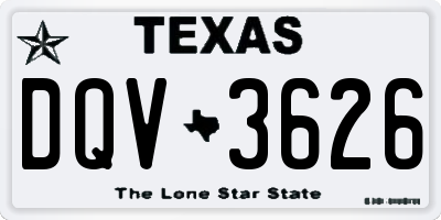 TX license plate DQV3626