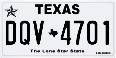 TX license plate DQV4701